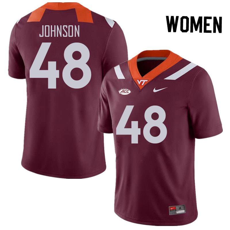 Women #48 Matt Johnson Virginia Tech Hokies College Football Jerseys Stitched Sale-Maroon